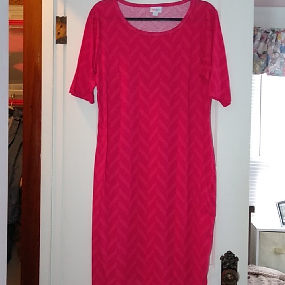 Julia sheath dress bright salmon, hot pink magenta